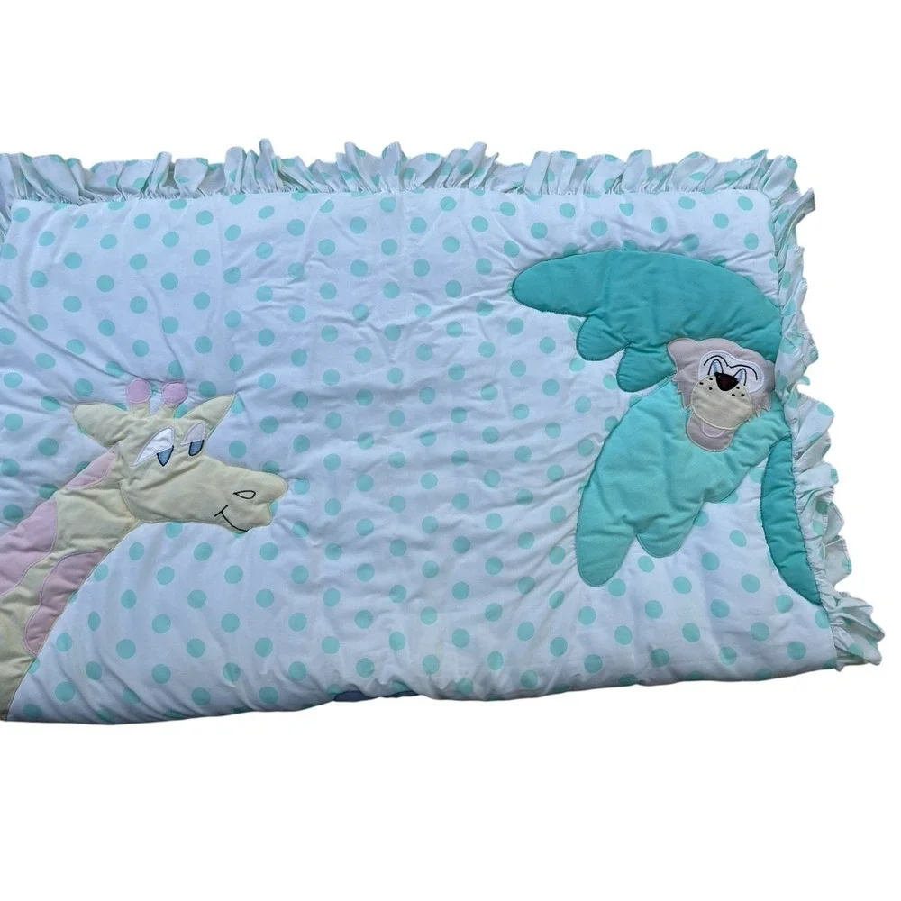 Baby Comforter and Wall Hanging Jungle Animals‎ Blue Green
